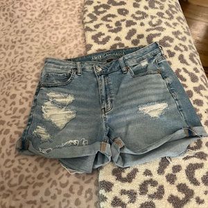 American Eagle Cross Over Waist Band Jean Shorts